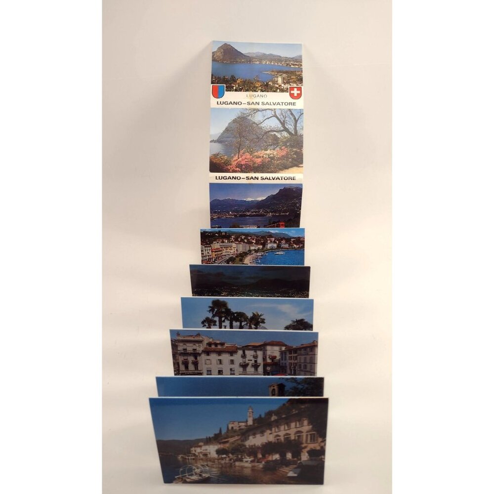 Vintage Switzerland Accordion Fold Postcard Lugano San Salvatore Scenic Mountain